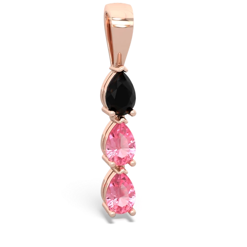 onyx-pink sapphire three stone pendant