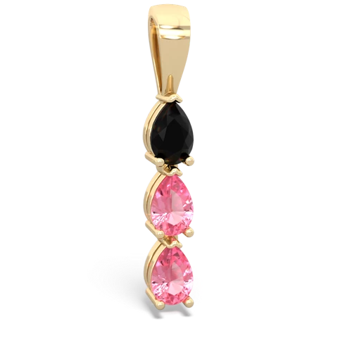 Black Onyx Genuine Black Onyx with Lab Created Pink Sapphire and Genuine Emerald Three Stone pendant Pendant