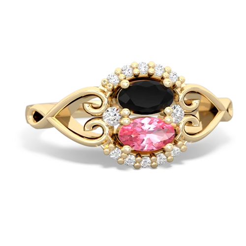 onyx-pink sapphire antique keepsake ring