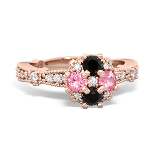 onyx-pink sapphire art deco engagement ring