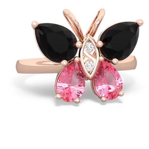 onyx-pink sapphire butterfly ring