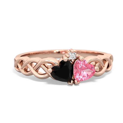 onyx-pink sapphire celtic braid ring