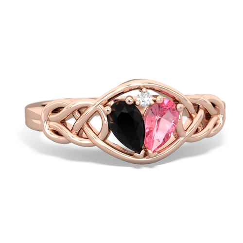 onyx-pink sapphire celtic knot ring