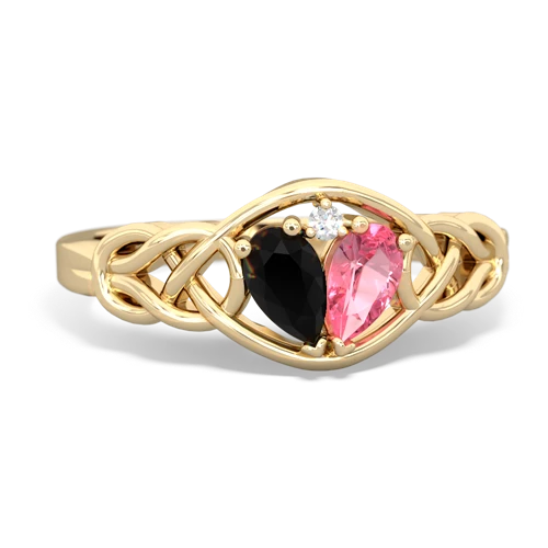 onyx-pink sapphire celtic knot ring