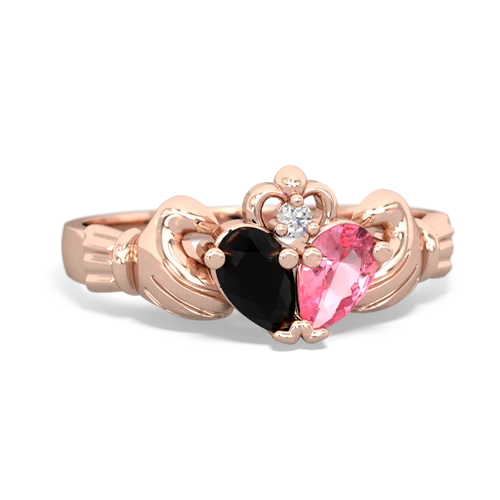 onyx-pink sapphire claddagh ring