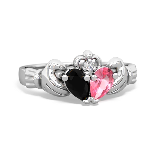 onyx-pink sapphire claddagh ring