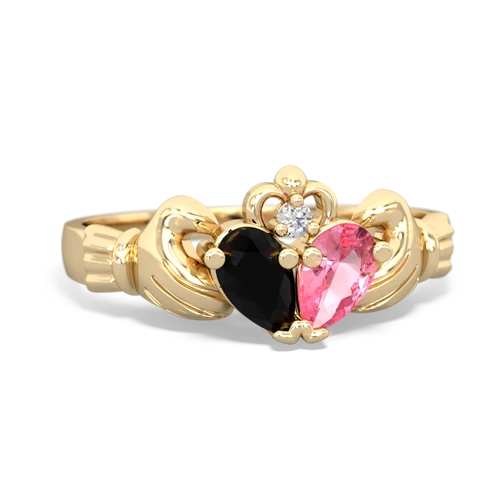 onyx-pink sapphire claddagh ring