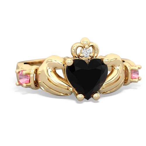 onyx-pink sapphire claddagh ring