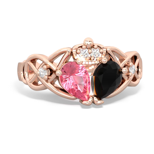 onyx-pink sapphire claddagh ring