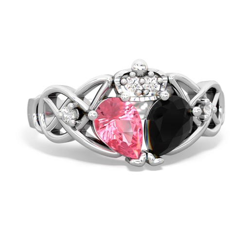 onyx-pink sapphire claddagh ring