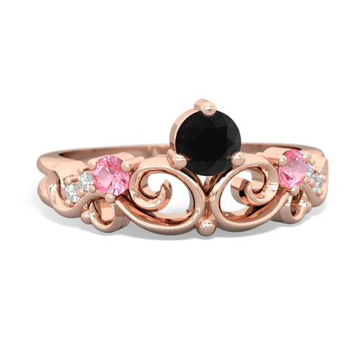 Black Onyx Genuine Black Onyx with Lab Created Pink Sapphire and Genuine White Topaz Crown Keepsake ring Ring