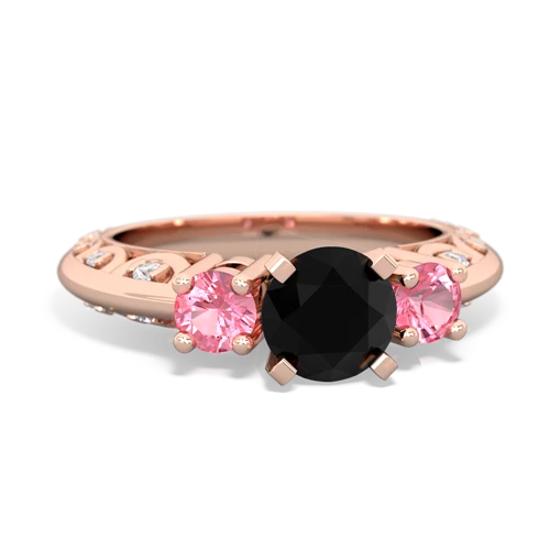 onyx-pink sapphire engagement ring