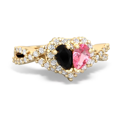 onyx-pink sapphire engagement ring