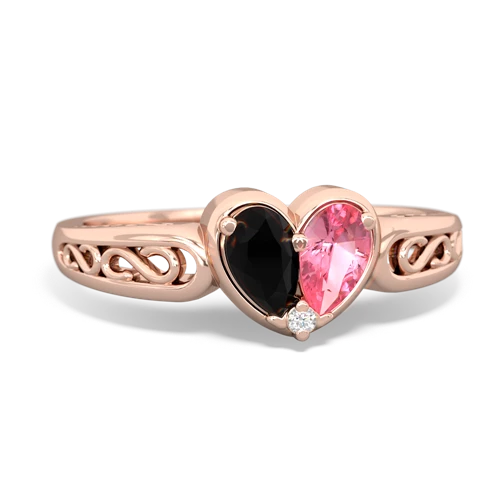 onyx-pink sapphire filligree ring