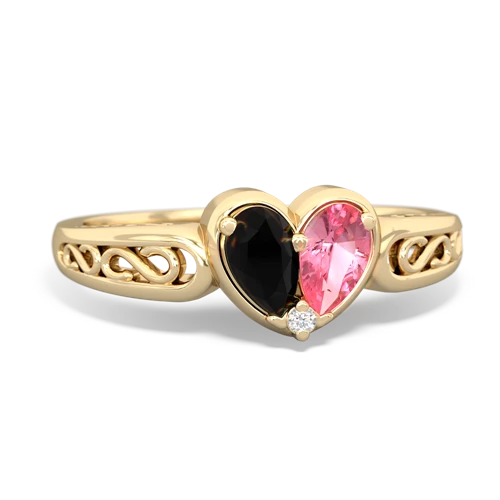 onyx-pink sapphire filligree ring