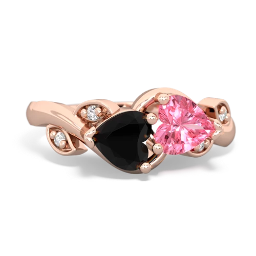 onyx-pink sapphire floral keepsake ring