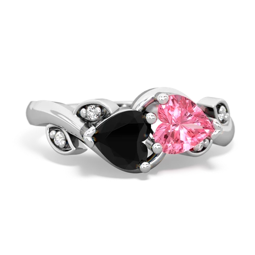 onyx-pink sapphire floral keepsake ring