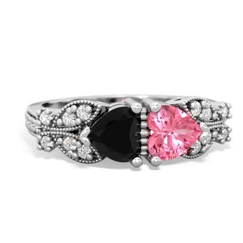 onyx-pink sapphire keepsake butterfly ring
