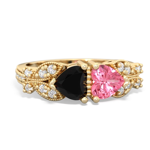 onyx-pink sapphire keepsake butterfly ring