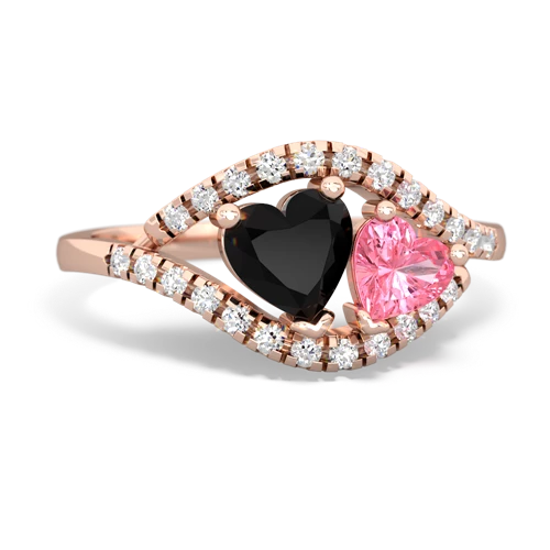 onyx-pink sapphire mother child ring