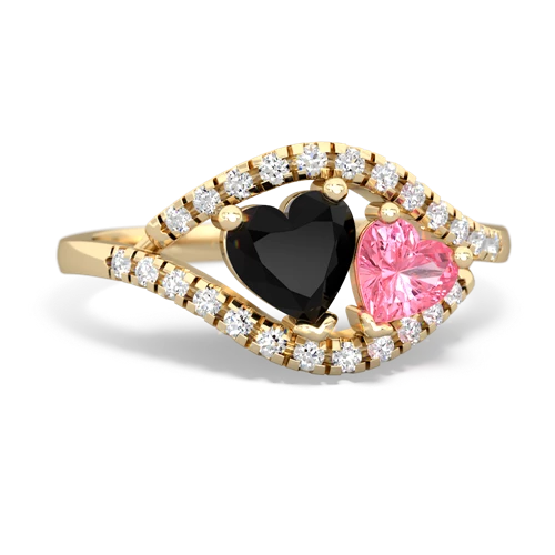 onyx-pink sapphire mother child ring