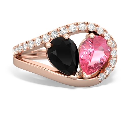 onyx-pink sapphire pave heart ring
