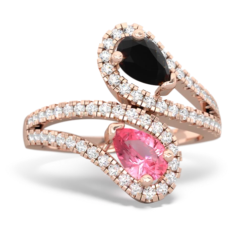 onyx-pink sapphire pave swirls ring