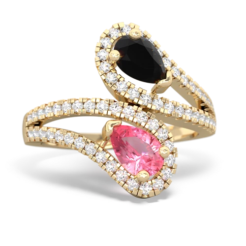 onyx-pink sapphire pave swirls ring