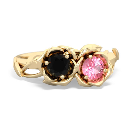 onyx-pink sapphire roses ring