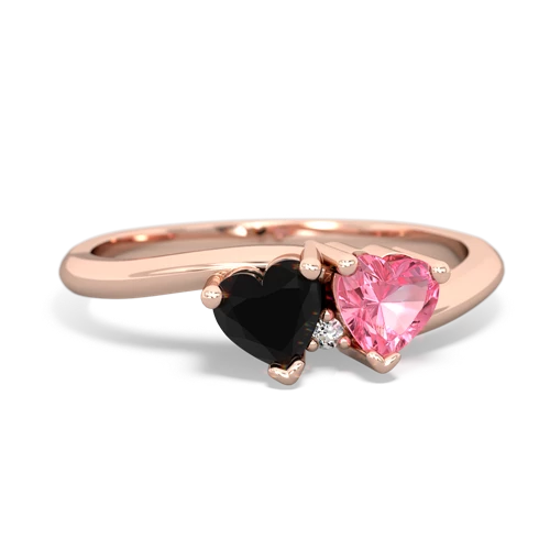 onyx-pink sapphire sweethearts promise ring