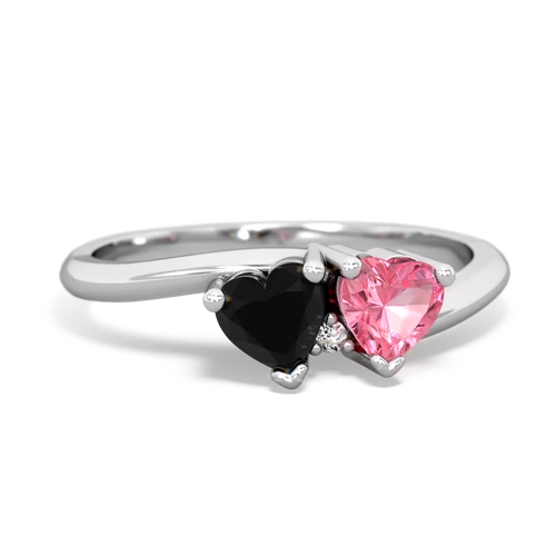 onyx-pink sapphire sweethearts promise ring