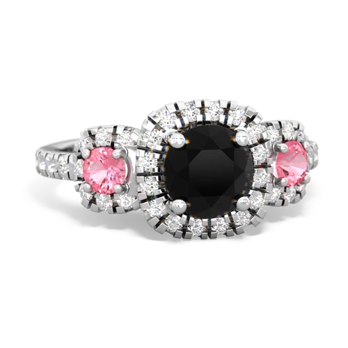 onyx-pink sapphire three stone regal ring