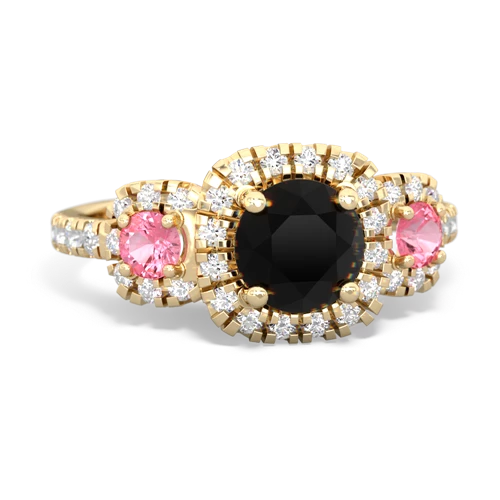 onyx-pink sapphire three stone regal ring