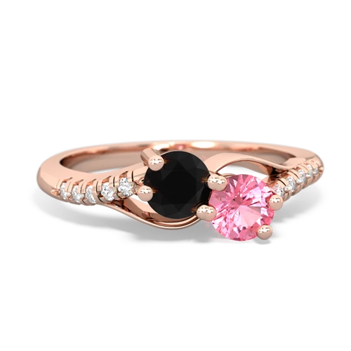 onyx-pink sapphire two stone infinity ring