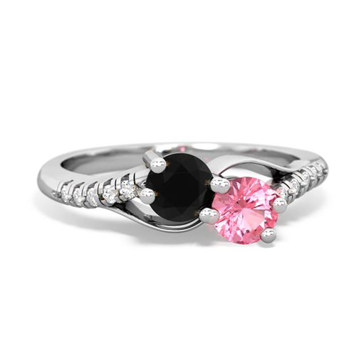 onyx-pink sapphire two stone infinity ring