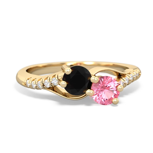 onyx-pink sapphire two stone infinity ring