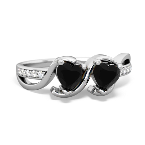 onyx double heart ring