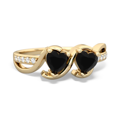 onyx double heart ring