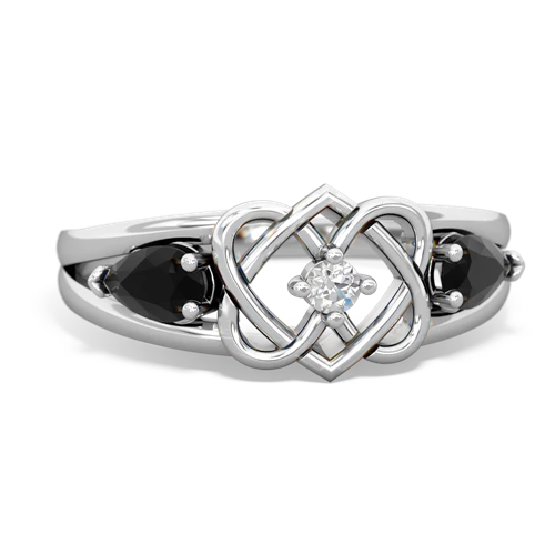 Black Onyx Hearts Intertwined Genuine Black Onyx ring Ring