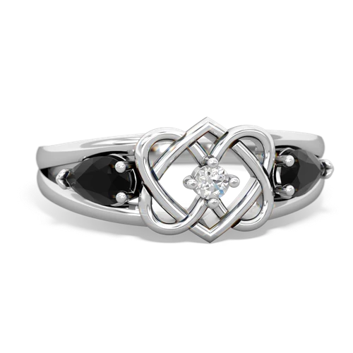 onyx double heart ring