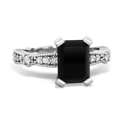 Black Onyx Milgrain Antique Style Genuine Black Onyx ring Ring