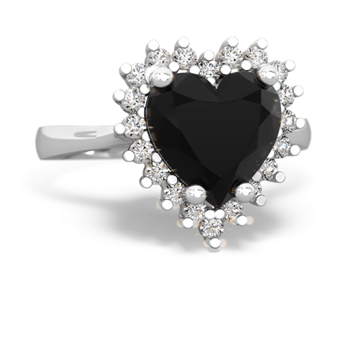 Black Onyx Halo Heart Genuine Black Onyx ring Ring