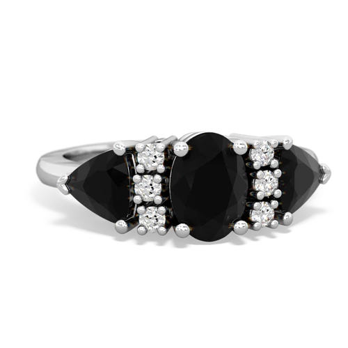 Black Onyx Genuine Black Onyx with  and  Antique Style Three Stone ring Ring