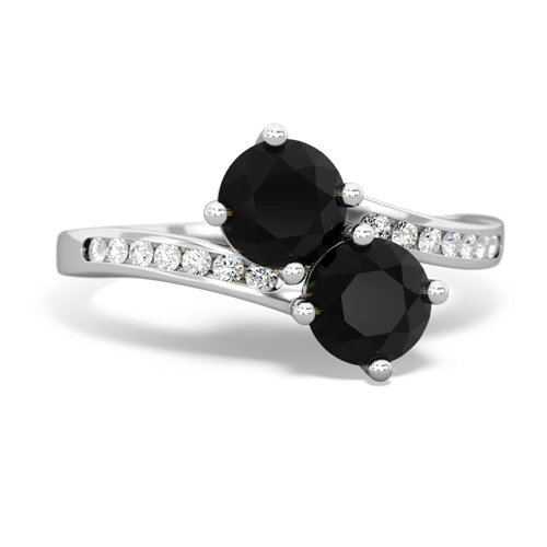 onyx two stone channel ring