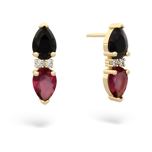 onyx-ruby bowtie earrings
