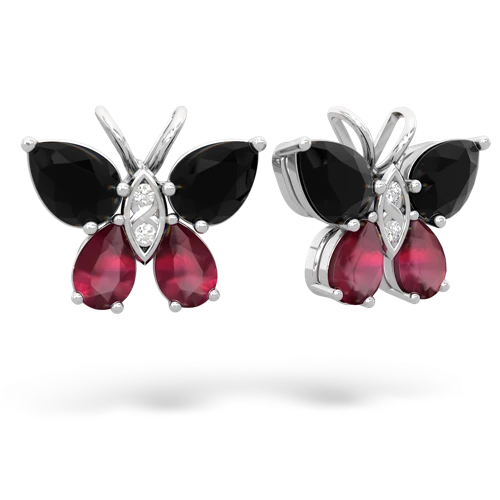 onyx-ruby butterfly earrings