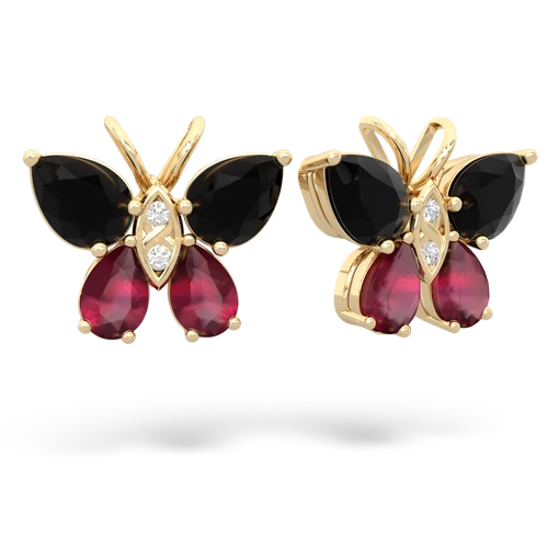 onyx-ruby butterfly earrings