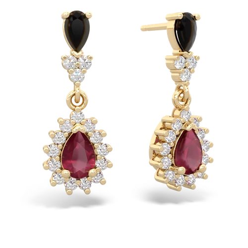 onyx-ruby dangle earrings