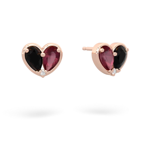 onyx-ruby one heart earrings