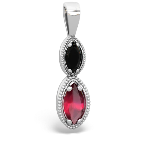 onyx-ruby antique milgrain pendant